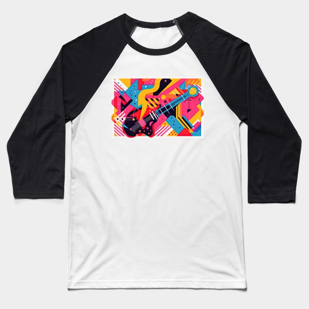 Memphis Design Rockabilly Abstract Baseball T-Shirt by JensenArtCo